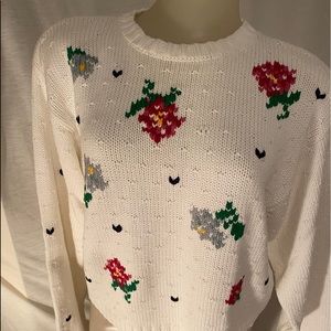 Liz Sports Cream Print  Front & Sleeves  Sweater